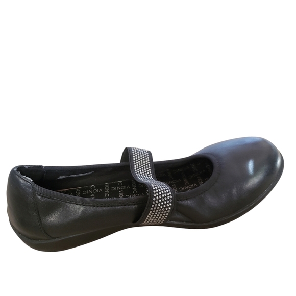 Vionic Ballet Shoes Black 7.5 Leather Mary Jane Flat Comfort Embellished Loafer - Picture 5 of 16